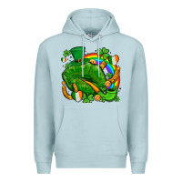 Blue Mist st patricks lips with horseshoe rainbow and shamrocks Premium Hoodie - AdoDesignShop