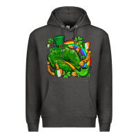 Charcoal Heather st patricks lips with horseshoe rainbow and shamrocks Premium Hoodie - AdoDesignShop