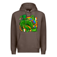 Coffee st patricks lips with horseshoe rainbow and shamrocks Premium Hoodie - AdoDesignShop