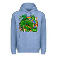 Colony Blue st patricks lips with horseshoe rainbow and shamrocks Premium Hoodie - AdoDesignShop