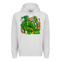 Dove Grey st patricks lips with horseshoe rainbow and shamrocks Premium Hoodie - AdoDesignShop