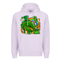 Lilac st patricks lips with horseshoe rainbow and shamrocks Premium Hoodie - AdoDesignShop