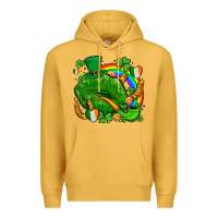 Mustard st patricks lips with horseshoe rainbow and shamrocks Premium Hoodie - AdoDesignShop