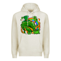 Oatmeal Heather st patricks lips with horseshoe rainbow and shamrocks Premium Hoodie - AdoDesignShop