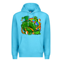 Ocean Blue st patricks lips with horseshoe rainbow and shamrocks Premium Hoodie - AdoDesignShop