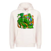Pale Pink st patricks lips with horseshoe rainbow and shamrocks Premium Hoodie - AdoDesignShop