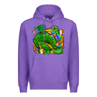 Purple st patricks lips with horseshoe rainbow and shamrocks Premium Hoodie - AdoDesignShop