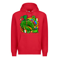 Red st patricks lips with horseshoe rainbow and shamrocks Premium Hoodie - AdoDesignShop