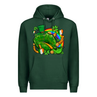 Sports Green st patricks lips with horseshoe rainbow and shamrocks Premium Hoodie - AdoDesignShop