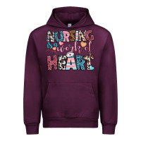 Mauve Wine nursing is a work of heart Urban Hoodie - BundleAndBundleShop