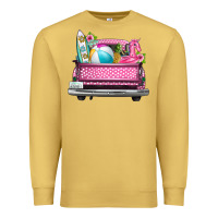 Antique Gold summer pink truck beach Premium Sweatshirt - texasbilliewilder