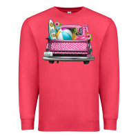 Cardinal summer pink truck beach Premium Sweatshirt - texasbilliewilder