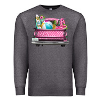 Charcoal Heather summer pink truck beach Premium Sweatshirt - texasbilliewilder