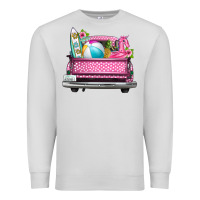 Dove Grey summer pink truck beach Premium Sweatshirt - texasbilliewilder