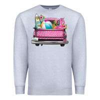 Heather Grey summer pink truck beach Premium Sweatshirt - texasbilliewilder
