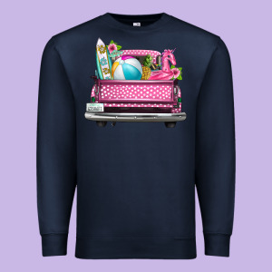 Summer Pink Truck Beach Premium Sweatshirt Designed By Texasbilliewilder