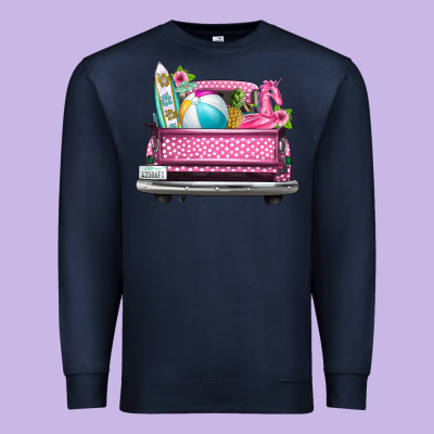 Summer Pink Truck Beach Premium Sweatshirt Designed By Texasbilliewilder