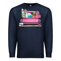 Navy summer pink truck beach Premium Sweatshirt - texasbilliewilder