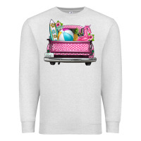 Oatmeal Heather summer pink truck beach Premium Sweatshirt - texasbilliewilder