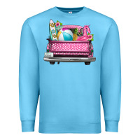 Ocean Blue summer pink truck beach Premium Sweatshirt - texasbilliewilder