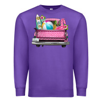 Purple summer pink truck beach Premium Sweatshirt - texasbilliewilder