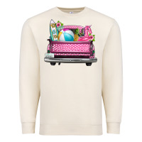 Sandshell summer pink truck beach Premium Sweatshirt - texasbilliewilder