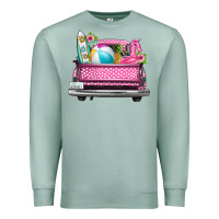 Seafoam summer pink truck beach Premium Sweatshirt - texasbilliewilder