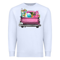 White summer pink truck beach Premium Sweatshirt - texasbilliewilder