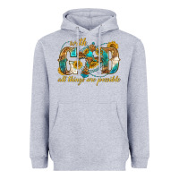Heather Grey with god all things are possible with cross Heavyweight Hoodie - texasbilliewilder