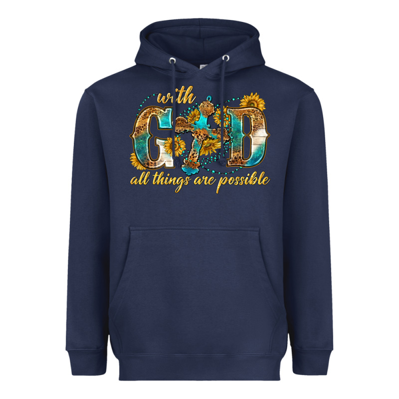 With God All Things Are Possible With Cross Heavyweight Hoodie by texasbilliewilder | Teevron