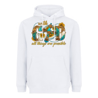 White with god all things are possible with cross Heavyweight Hoodie - texasbilliewilder