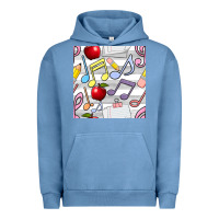 Pigment Pebble Blue music class seamless pattern Urban Hoodie - BundleAndBundleShop