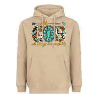 Mushroom with god all things are possible with gemstone Heavyweight Hoodie - texasbilliewilder