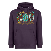 Plum with god all things are possible with gemstone Heavyweight Hoodie - texasbilliewilder