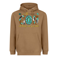 Toasted Coconut with god all things are possible with gemstone Heavyweight Hoodie - texasbilliewilder