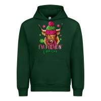 Forest Green i'm freakin freezin pink christmas long haired cow Urban Hoodie - Jasminsmagicworld