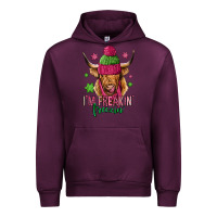 Mauve Wine i'm freakin freezin pink christmas long haired cow Urban Hoodie - Jasminsmagicworld