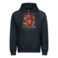 Navy i'm freakin freezin pink christmas long haired cow Urban Hoodie - Jasminsmagicworld