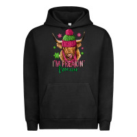 Pigment Black i'm freakin freezin pink christmas long haired cow Urban Hoodie - Jasminsmagicworld