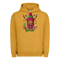 Pigment Peanut Butter i'm freakin freezin pink christmas long haired cow Urban Hoodie - Jasminsmagicworld