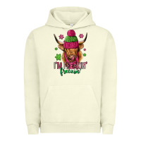 Pigment Pistachio i'm freakin freezin pink christmas long haired cow Urban Hoodie - Jasminsmagicworld