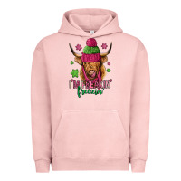Pigment Salmon i'm freakin freezin pink christmas long haired cow Urban Hoodie - Jasminsmagicworld