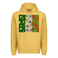 Antique Gold irish flag with shamrocks and heart Premium Hoodie - AdoDesignShop
