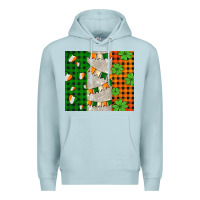 Blue Mist irish flag with shamrocks and heart Premium Hoodie - AdoDesignShop