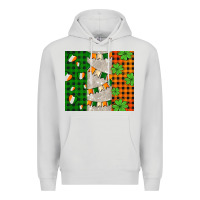 Dove Grey irish flag with shamrocks and heart Premium Hoodie - AdoDesignShop
