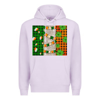 Lilac irish flag with shamrocks and heart Premium Hoodie - AdoDesignShop