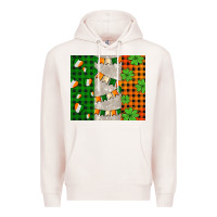 Pale Pink irish flag with shamrocks and heart Premium Hoodie - AdoDesignShop