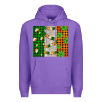 Purple irish flag with shamrocks and heart Premium Hoodie - AdoDesignShop