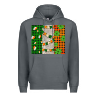 Rock irish flag with shamrocks and heart Premium Hoodie - AdoDesignShop