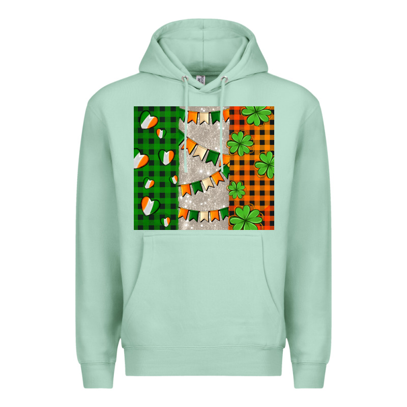 Irish Flag With Shamrocks And Heart Premium Hoodie by AdoDesignShop | Teevron